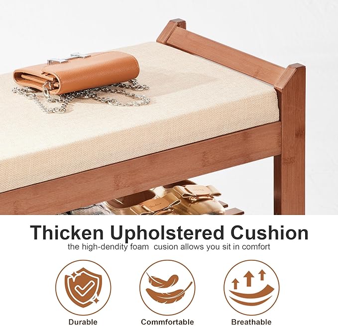 PETKABOO Shoe Rack Bench with Cushion 39.4“, Shoe Rack - Image 4