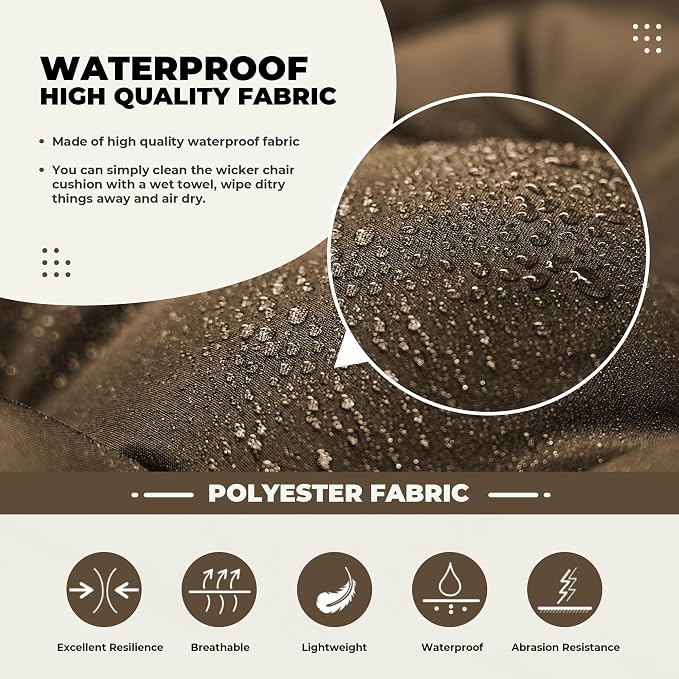 DANGHOOGY Wicker Chair Cushions, Waterproof Outdoor Loveseat Cushions - Image 4