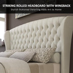 AMERLIFE King Size Platform Bed Frame, Chenille Upholstered Sleigh Bed - Image 6