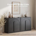 BELLEZE 2 Tier Bookshelf with Arched Wood Door - Image 4