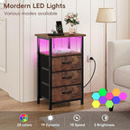 Vagusicc Night Stand with Charging Station, LED Nightstand - Image 4