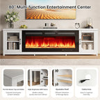 MXV 80" Fireplace TV Stand, Modern Entertainment Center - Image 4