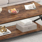 HSH Rustic Coffee Table with Storage Shelf, Industrial Metal Wood Living Room - Image 7