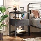 SUPERJARE Night Stand with Charger Station, 27.7 Inch Tall Nightstand with - Image 2