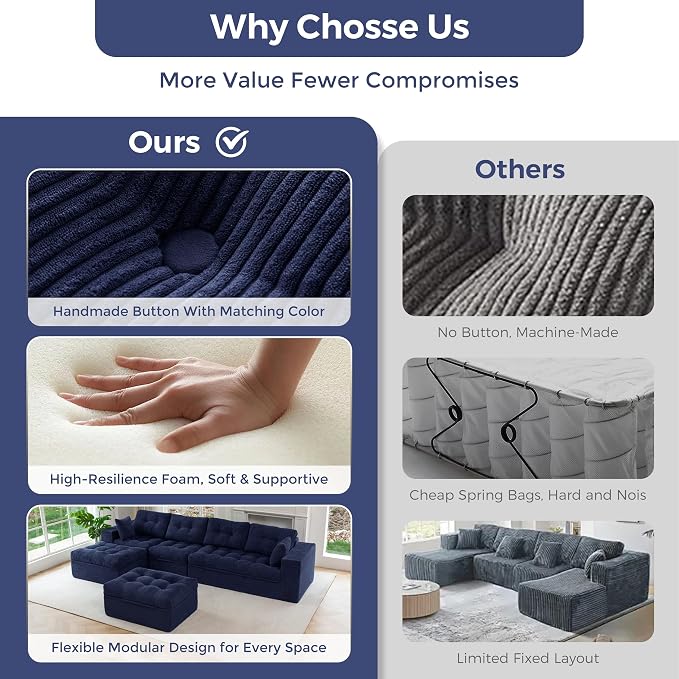 MAXYOYO 132" U Shaped Modular Sectional Sofa - Image 4