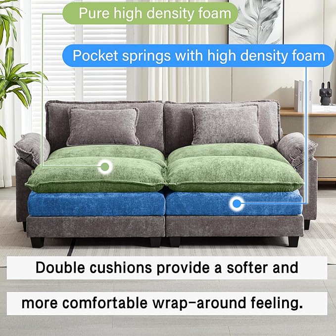 Oprisen 86" Modular Sectional Sofa, Comfy Cloud Couch Sectional Sofa - Image 3