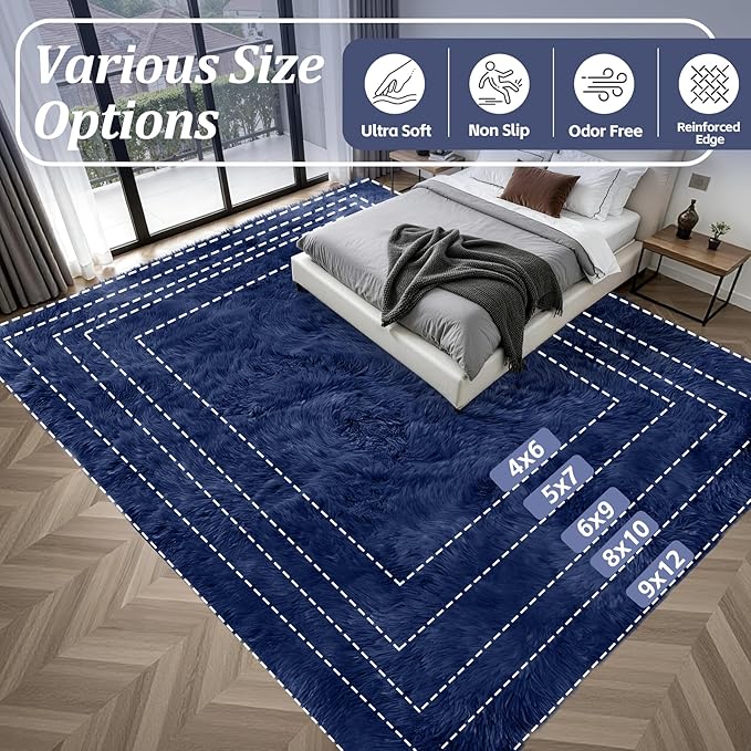 Fluffy Area Rugs 9x12 Living Room Bedroom: Ultra Soft Shag Rug Upgrade Non-Slip - Image 9