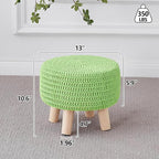 Wimarsbon Pouf Ottoman, 100% Cotton Knitted Boho Footstool, Round Footrest - Image 3