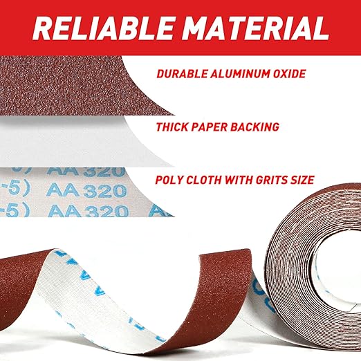 Emery Cloth Roll, 320 Grit Sandpaper Roll, Wet and Dry Emory Cloths - Image 2