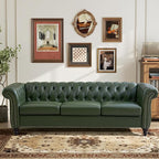 Mid-Century 3 Seater Sofa, Faux Leather Couch - Image 3