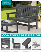 SERWALL Outdoor Bench with Cup Holder, Oversized 58" HDPE Porch Bench Suitable - Image 5