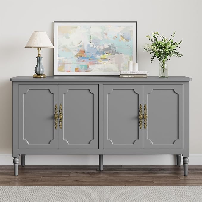 FansaFurn Sideboard with 4 Doors, Mid-Century Console Table with Adjustable - Image 3