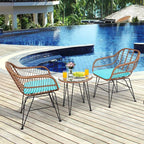Tangkula 3 Pieces Patio Conversation Bistro Set, Outdoor Wicker Furniture - Image 3