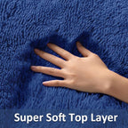 Ophanie Small Rug Washable Non Slip Throw Bedside Area Rugs, Fluffy Soft Blue - Image 3