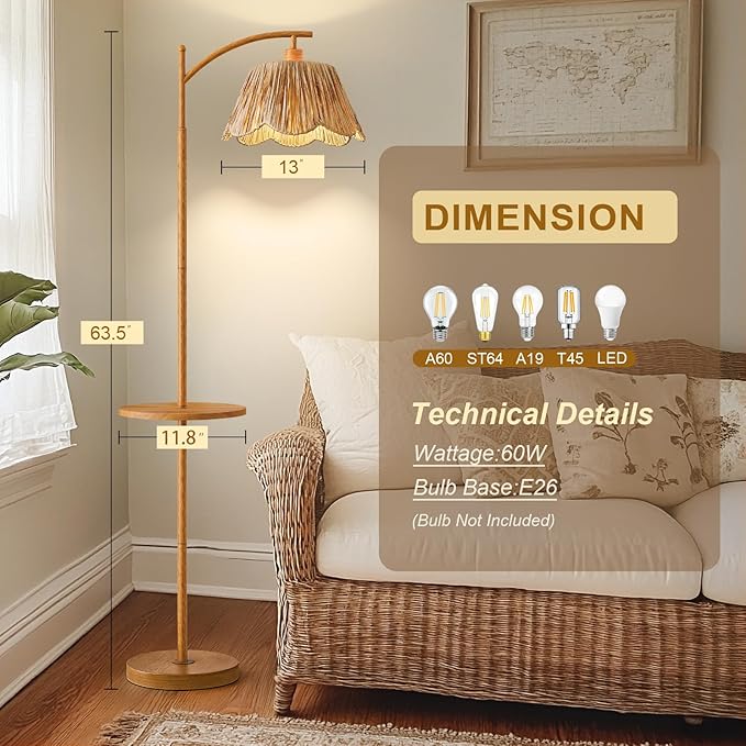 Oneach 63.5" Floor Lamp with Table - Image 8