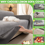 Loiion Velvet Sofa Cover, Ultra Soft Waterproof Non-Slip Couch Cover - Image 8