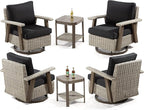 Joyside Outdoor Swivel Rocker Patio Chair Set of 4 and 2 Matching Side Tables by Joyside