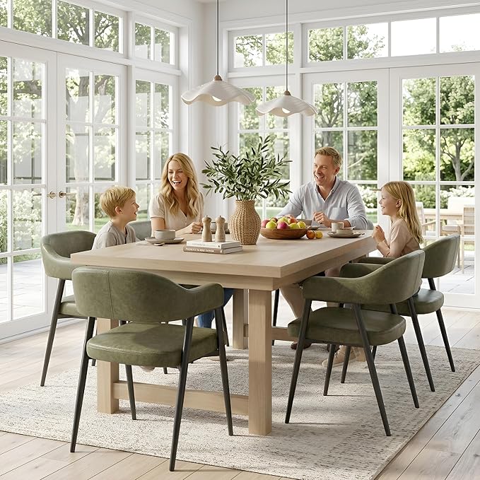 HNY Modern Dining Room Arm Chairs Set of 6, Open-Back Kitchen Side Chairs - Image 9