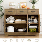 HOSTACK Modern Farmhouse Buffet Sideboard Cabinet, Barn Doors Storage Cabinet - Image 6