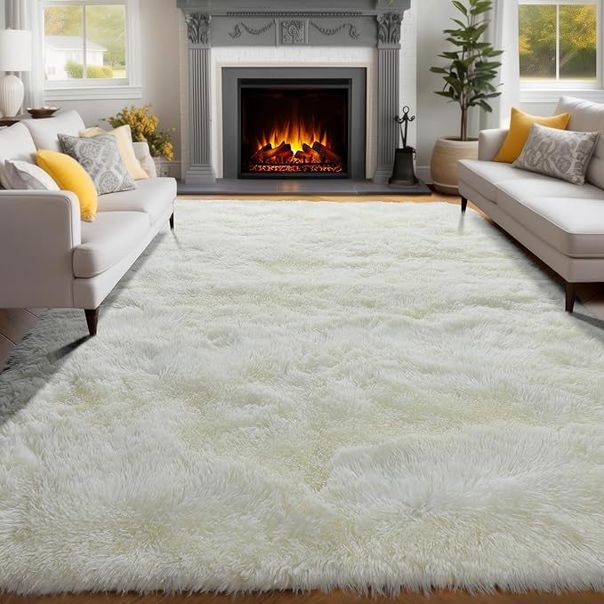 PAGISOFE White Fluffy Shag Washable Area Rugs - Image 8