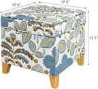 Adeco 18 Inch Linen Storage Ottoman Cube, Upholstered Footstool - Image 2