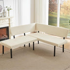 HIPIHOM Modern L-Shaped Dining Bench, 67 Inch Fabric Upholstered Corner Sofa - Image 4