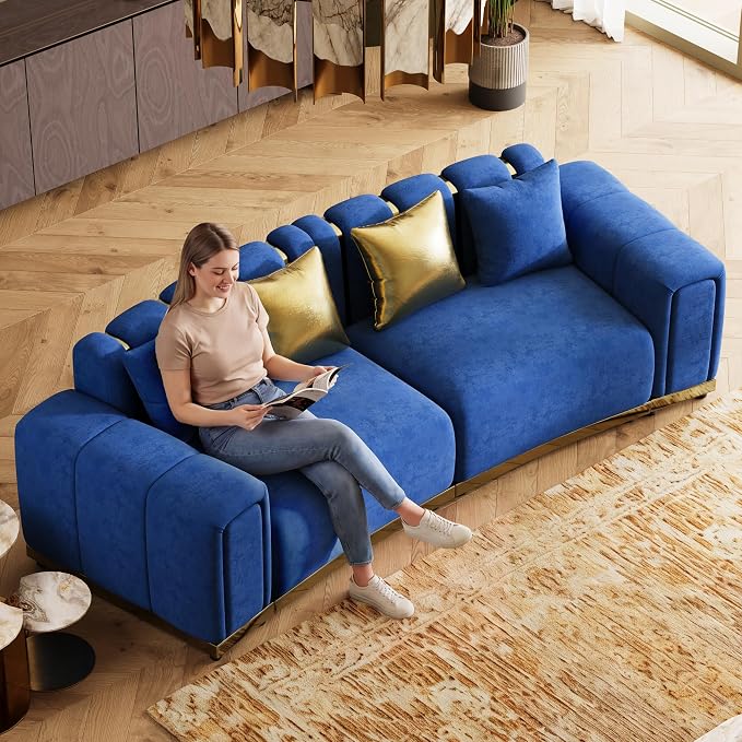 104" Oversized Chesterfield Loveseat Luxury Velvet Couch Vintage Tufted Sofa - Image 8