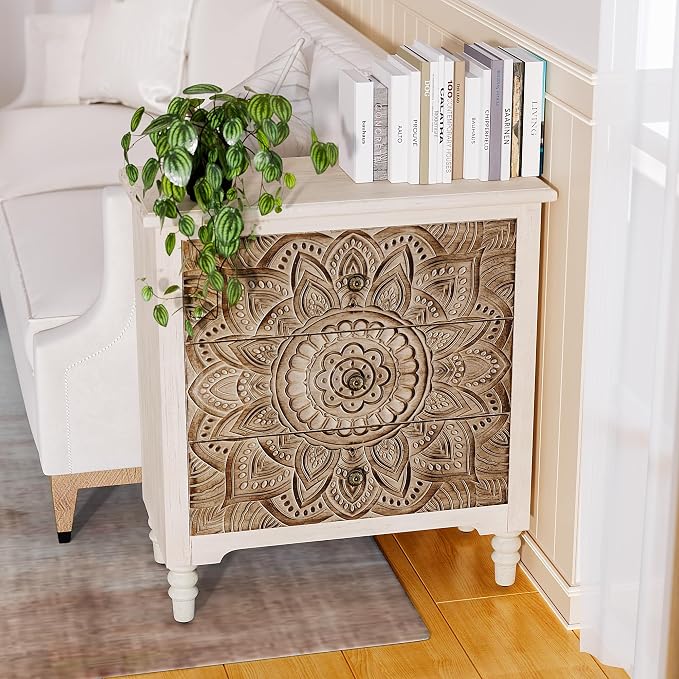 SUNBURY Vintage Wooden Nightstand Set 2, Wood Accent Table - Image 5