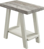 Roundhill Furniture Athens Contemporary Two-Tone Wood Shelf Side Table - Image 3