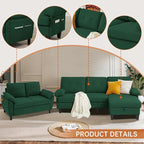 84" Convertible Sectional Sofa Set, 3 Seat L Shaped Couch - Image 4