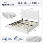 Allewie Upholstered Queen Size Platform Bed Frame - Image 2