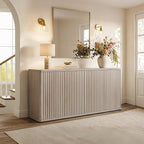 SICOTAS Buffet Cabinet with Storage Accent Sideboard with 8 Doors 132.6" Fluted - Image 9