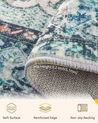 RELEANY Area Rugs Round 10ft Washable Non-Slip, Floral Vintage Distress Print - Image 4