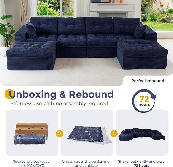 MAXYOYO 132" U Shaped Modular Sectional Sofa - Image 9