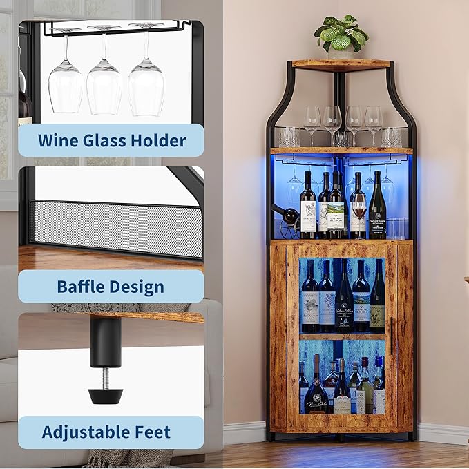 GarveeHome Corner Bar Wine Cabinet - Image 6