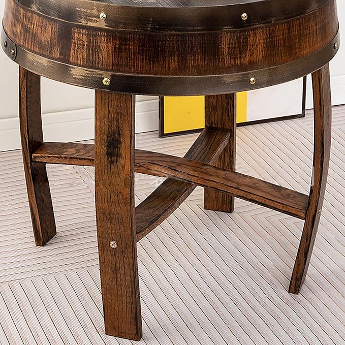 Farmhouse Whiskey Barrel End Table, Round Wood Barrel Side Table, Rusitc Wine - Image 5