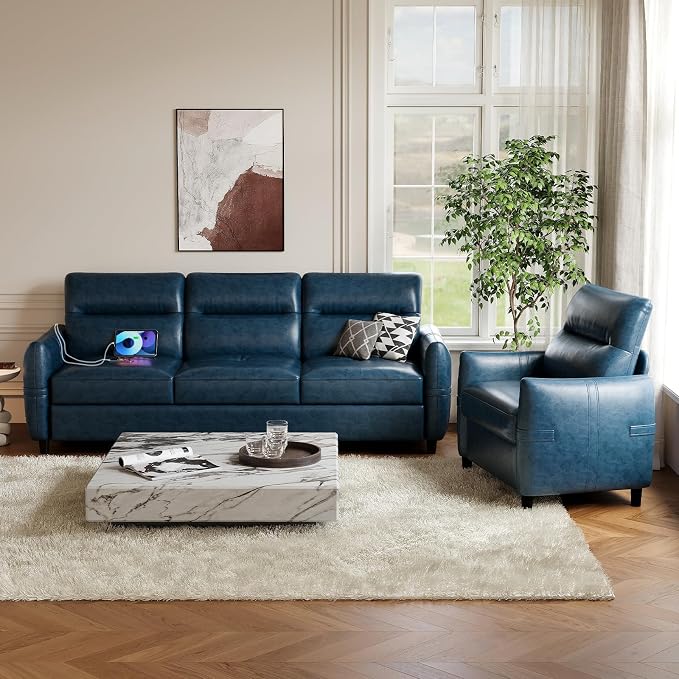 STHOUYN 85” Faux Leather Couch - Image 8