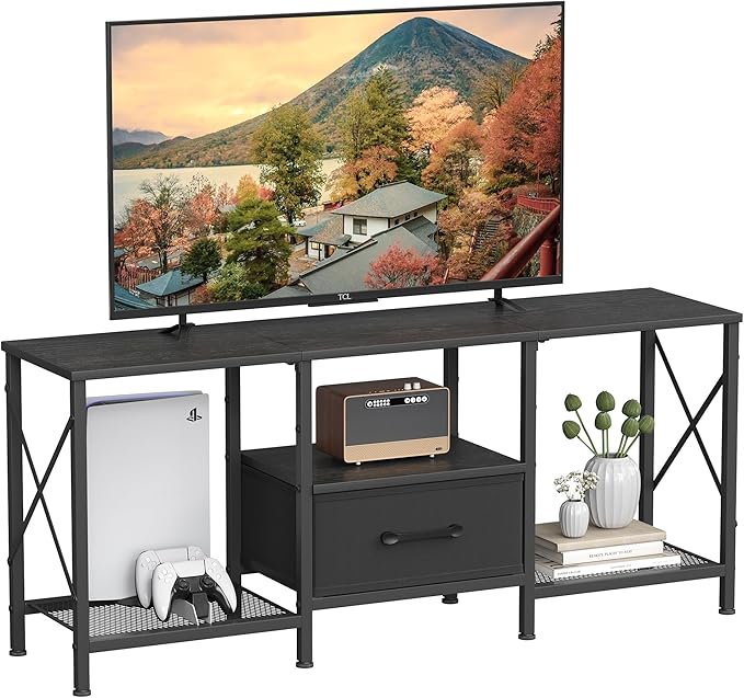 JARHETUN TV Stand with Fabric Drawer, Entertainment Center by JARHETUN