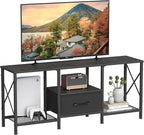 JARHETUN TV Stand with Fabric Drawer, Entertainment Center by JARHETUN