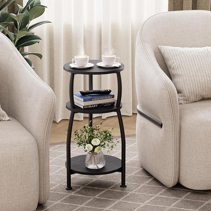 Small Round Side Table, 3-Tier End Table - Image 5