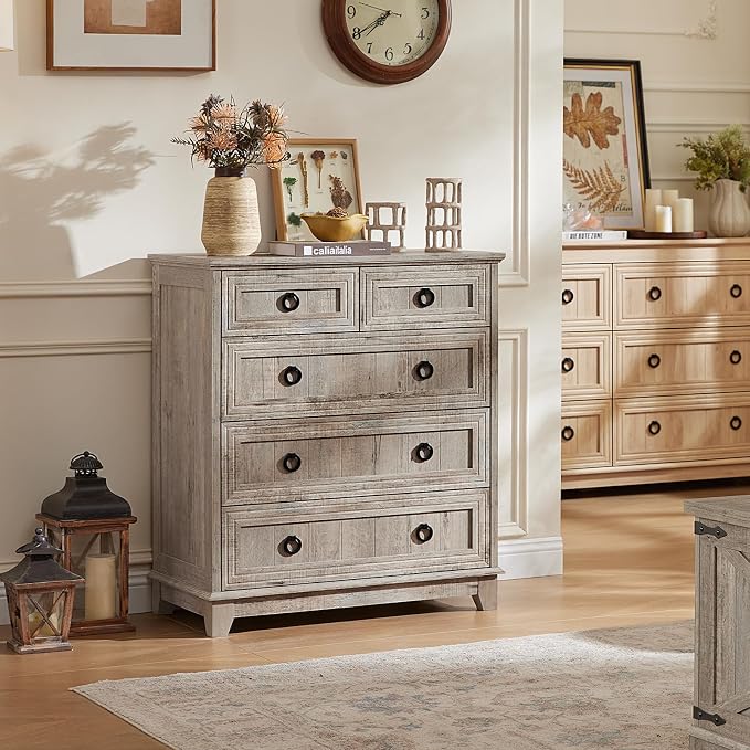 Joaxswe Farmhouse 5 Drawer Dresser - Image 7
