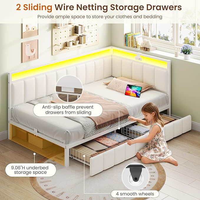 DICTAC Corner Twin Bed Frame - Image 5