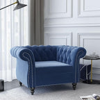 ORRD 3 Piece Living Room Set, Velvet Chesterfield Sofa Loveseat Couch Chair - Image 4