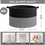 INDRESSME XXXLarge Cotton Rope Basket Woven Baby Laundry Baskets Blanket - Image 3