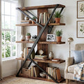 FUSUNBAO Industrial Bookshelf, Vintage 5-Tier Tall Bookcase by FUSUNBAO