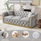 Luxury Chesterfield Sofa Set of 2, Velvet Tufted Couch Victorian Black and Gold - Image 6