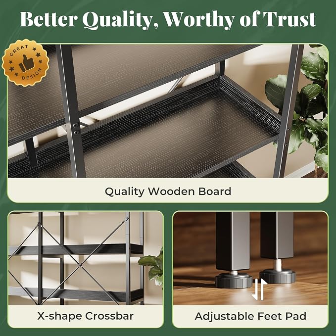 Huuger 6 Tier Bookshelf, Display Bookshelf - Image 5