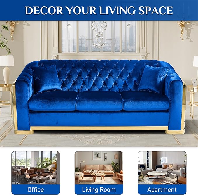 DAMAIFROM Mid Century Modern Chesterfield Sofa Couch, 6 Seat Tufted Sofas - Image 8