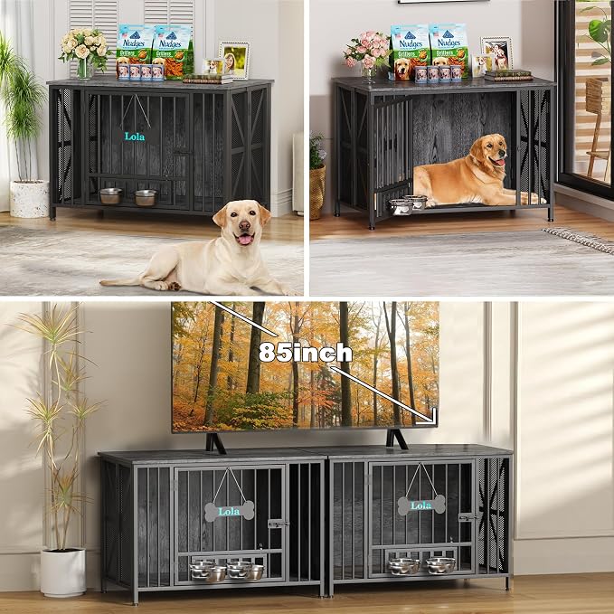 Easycom Foldable Large Dog Crate Furniture, 41.3" Assembly-Free Dog Crates - Image 7