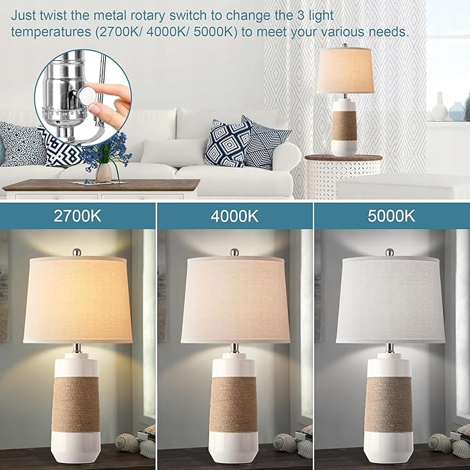 Hamucd White Boho Ceramic Lamps - Image 2